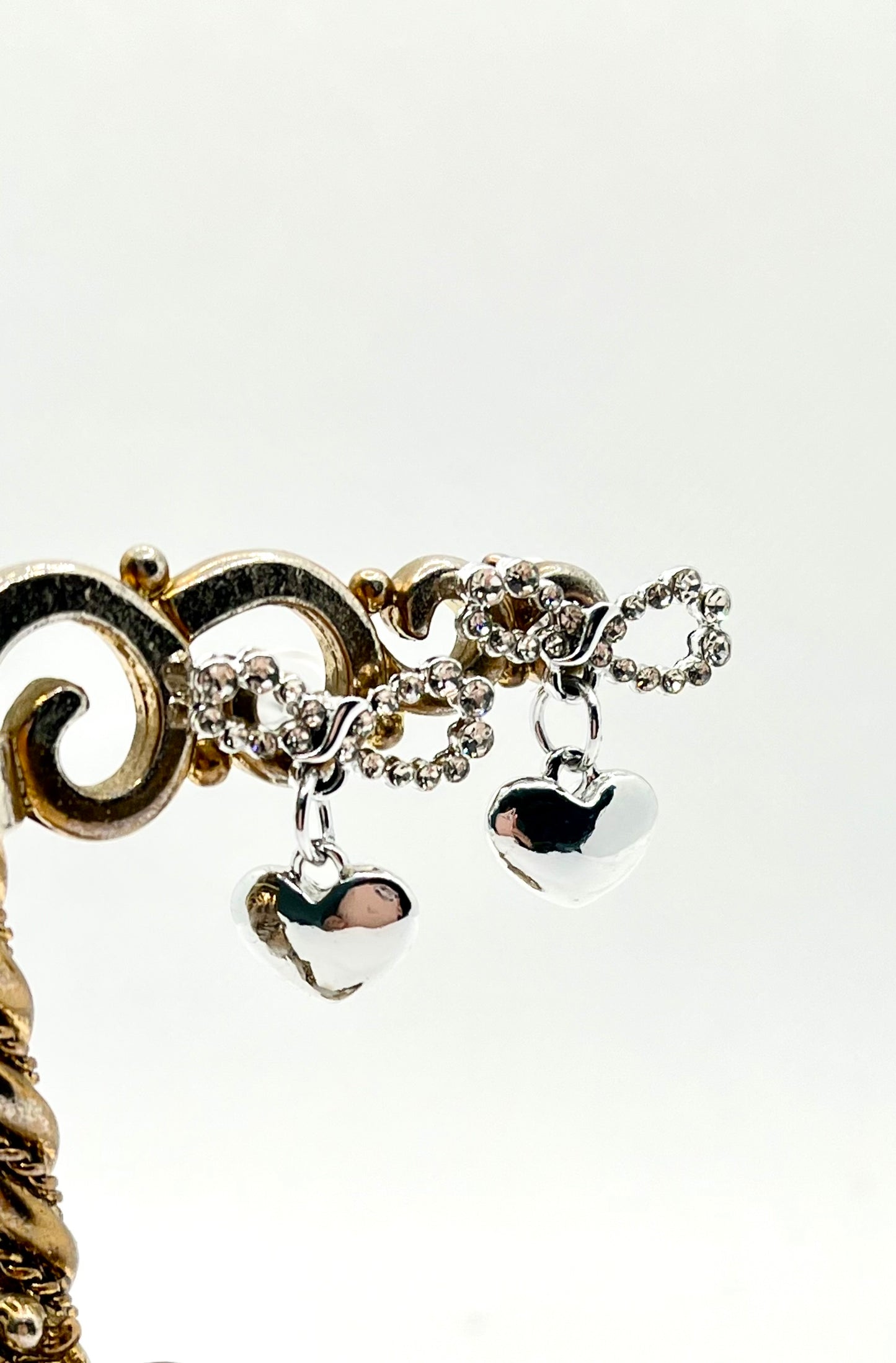 キラキラリボン&ハートチャーム・シルバーピアス Silver925