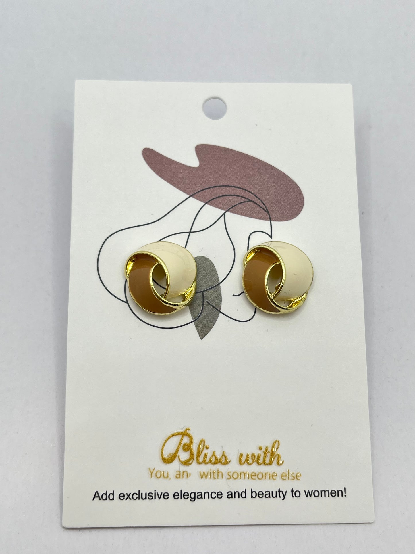 ツイストピアス［ブラウン×ベージュ］