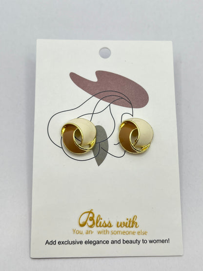 ツイストピアス［ブラウン×ベージュ］
