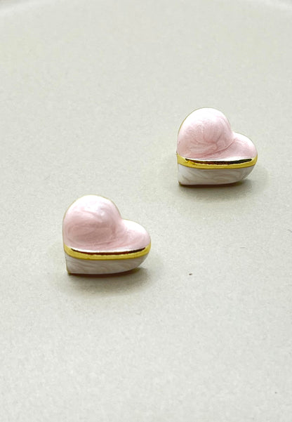 ハートフォルムピアス［ピンク×ホワイト］